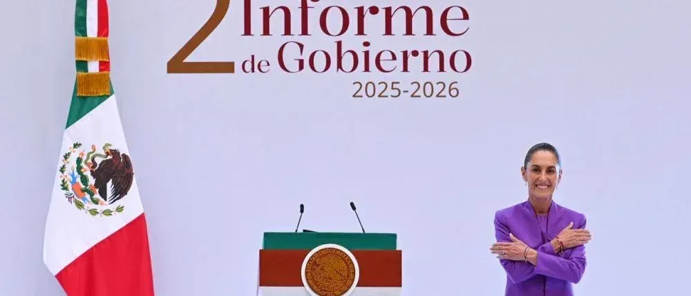 Delfina Gómez durante su mensaje de respaldo al informe de Sheinbaum