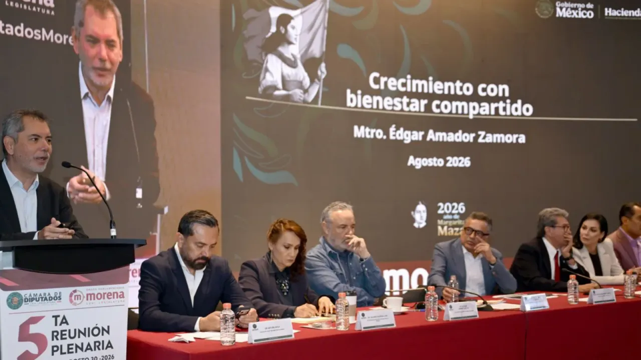 Edgar Amador durante su intervención en la reunión plenaria de Morena