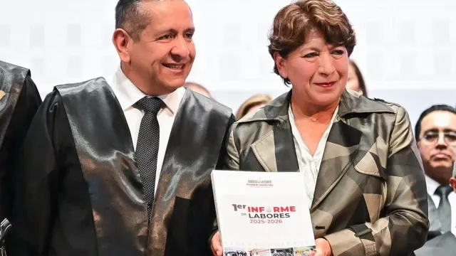 Delfina Gómez durante el Primer Informe del Poder Judicial del Estado de México
