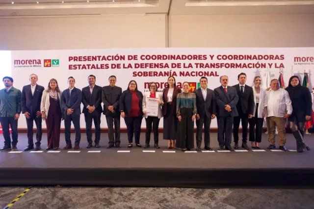 Imelda Castro Castro durante su protesta como coordinadora estatal de Morena en Sinaloa