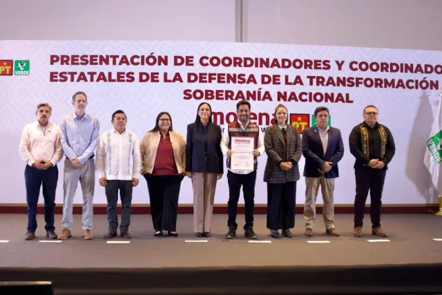 Pablo Gutiérrez Lazarus durante su protesta como coordinador estatal de Morena
