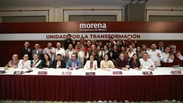 Dirigentes de Morena durante una reunión nacional en el Estado de México