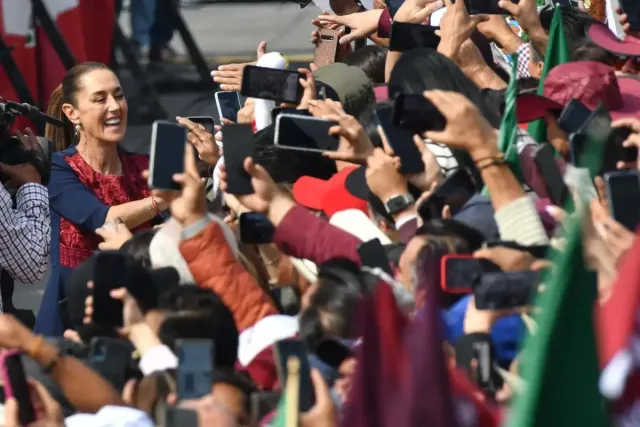 La presidenta Claudia Sheinbaum durante su conferencia matutina en Palacio Nacional