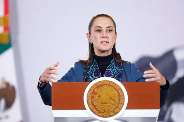 La presidenta Claudia Sheinbaum durante una conferencia de prensa matutina